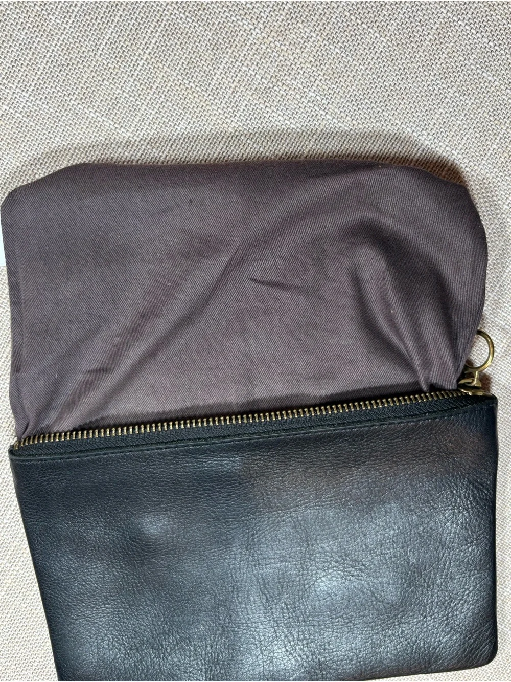 Madewell Black Leather Zip Clutch